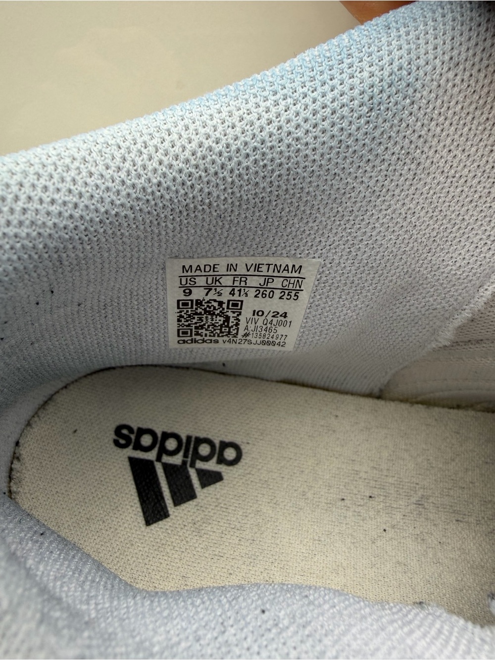 adidas Kids White High-Top Sneakers with Light Gray Lining - Picture 6 of 8